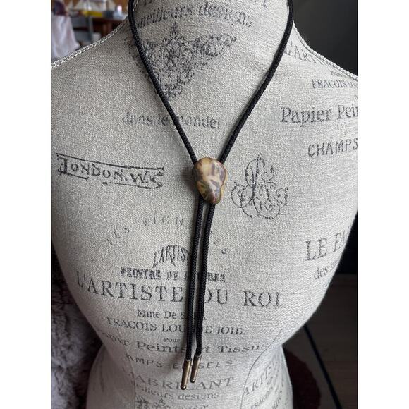 Vintage Earthy Jasper Bolo Tie Desertcore Cowboycore Festival - Picture 1 of 4